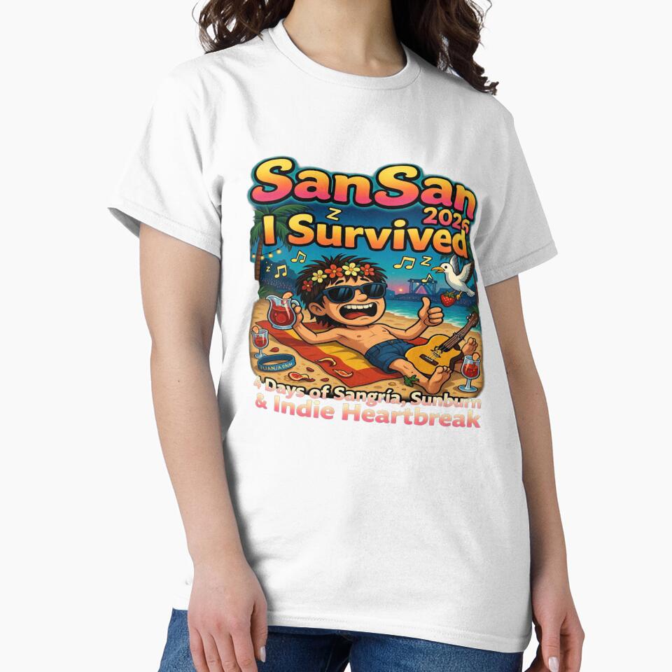 SanSan 2026 I Survived T-Shirt | Funny Music Festival Beach Party Tee | Sangria & Indie Vibes Shirt by Sushikidsntod