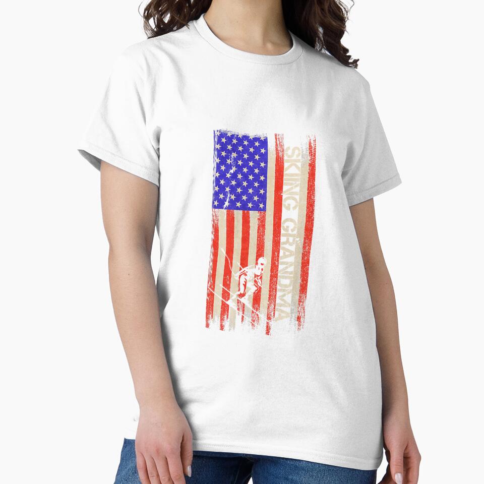 Vintage American Flag Proud Skiing by YesterDayCheck