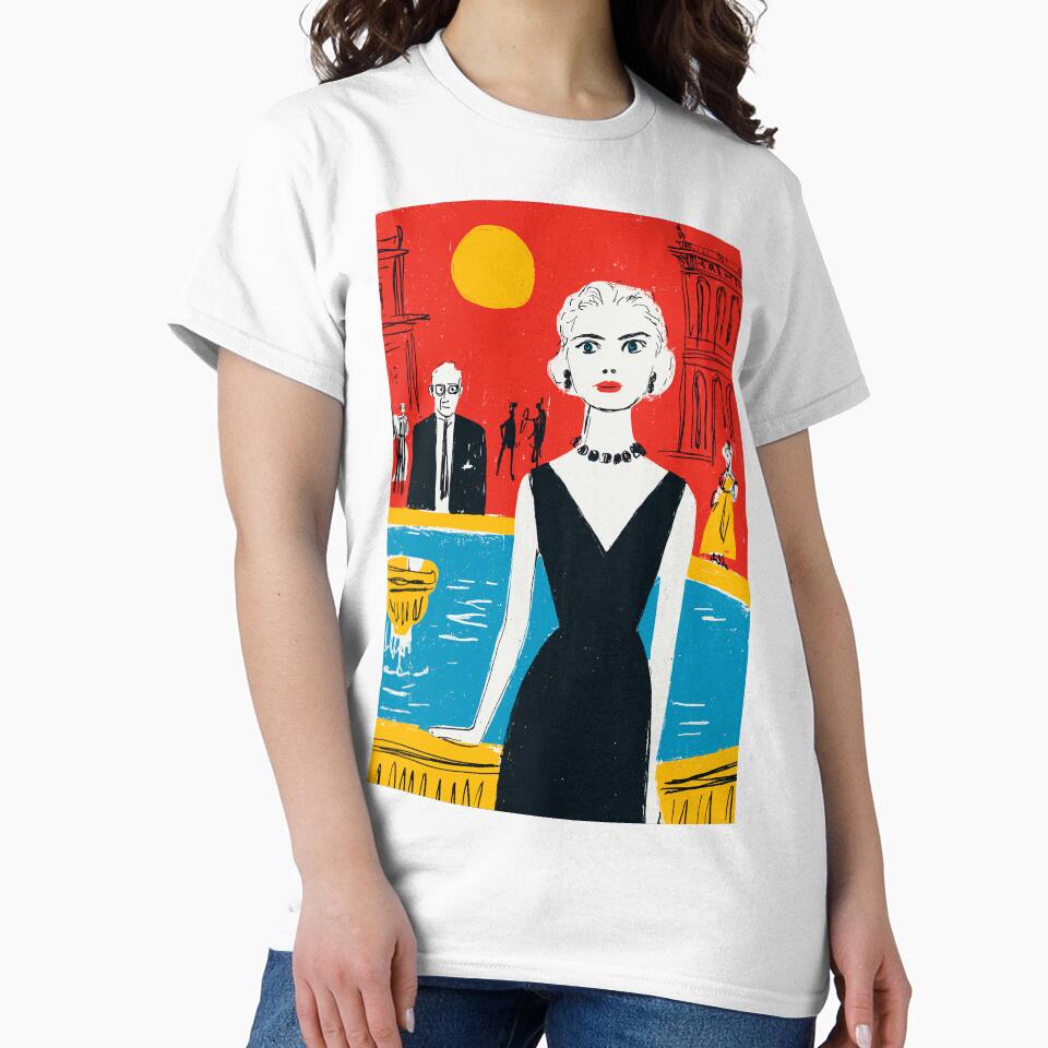 Elegant Fountain Graphic Tee | Vintage Vibes Casual Wear | Gift for Film Lovers | Original Illustration by Loffartdesign