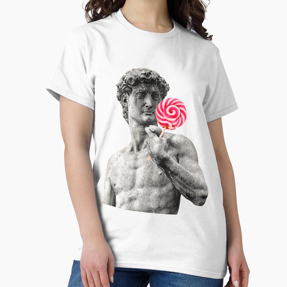 Michelangelo's David holds a tasty lollipop in his hand by Goliardika-Shop