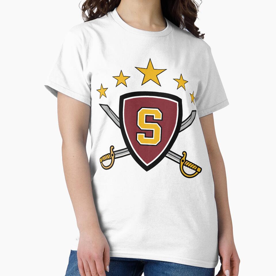 Shield Logo with Sabers and Stars Featuring Letter S – Elite Team, Warrior, or Esports Emblem by bayzidstock