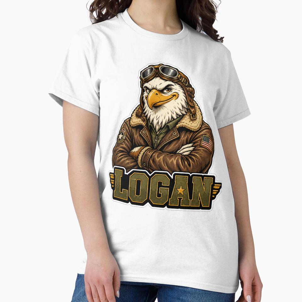 Logan – Vintage Aviator Eagle Name Mascot Sticker by AlexLineArt