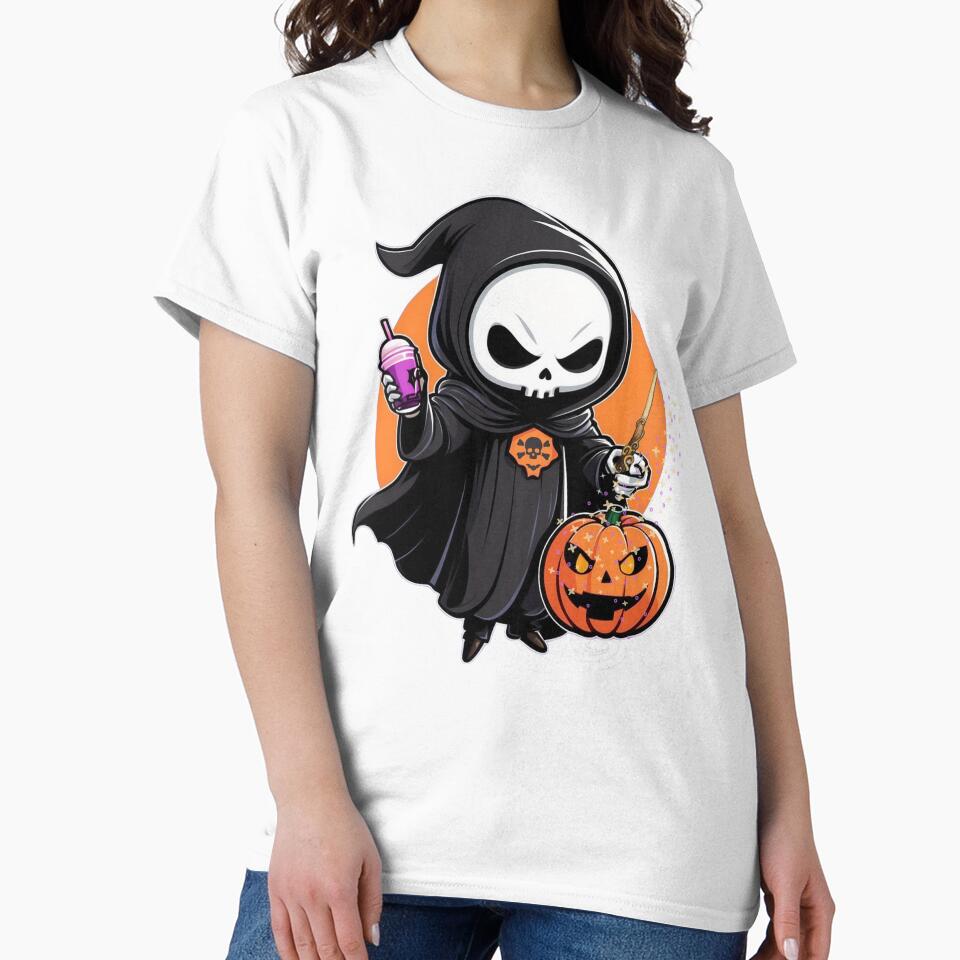 Ghost Halloween Cute Ghost Magic Wand with Boba Tea by OurGirlGertie