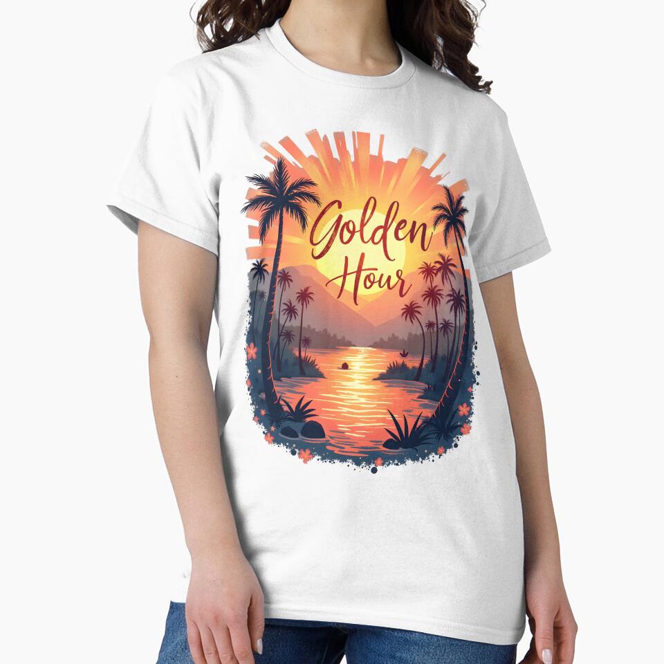 Golden Hour Glow on My Skin and Soul – Inspirational Sunlight T-Shirt by LR Vibe Studio