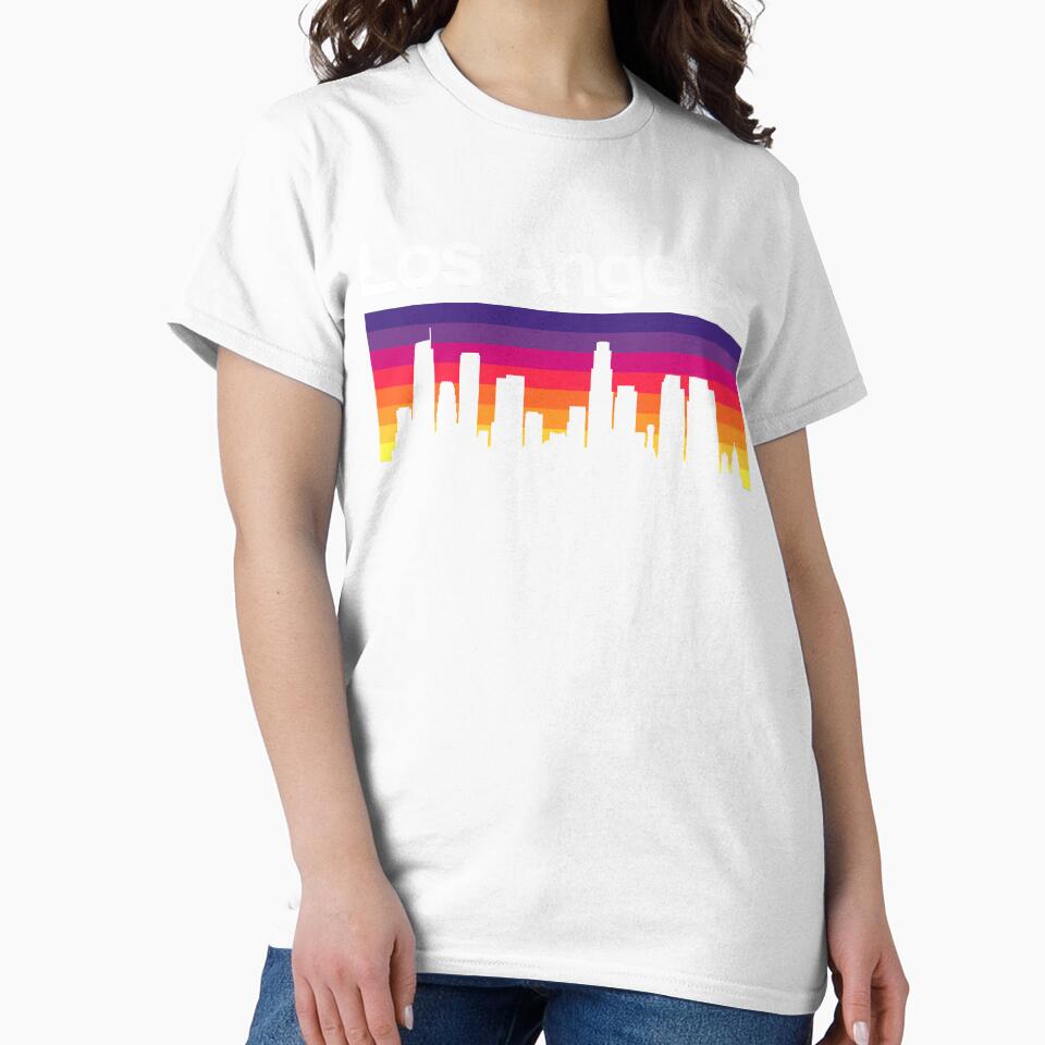 Los Angeles Skyline, Sunset Gradient - Black by DionBlaster