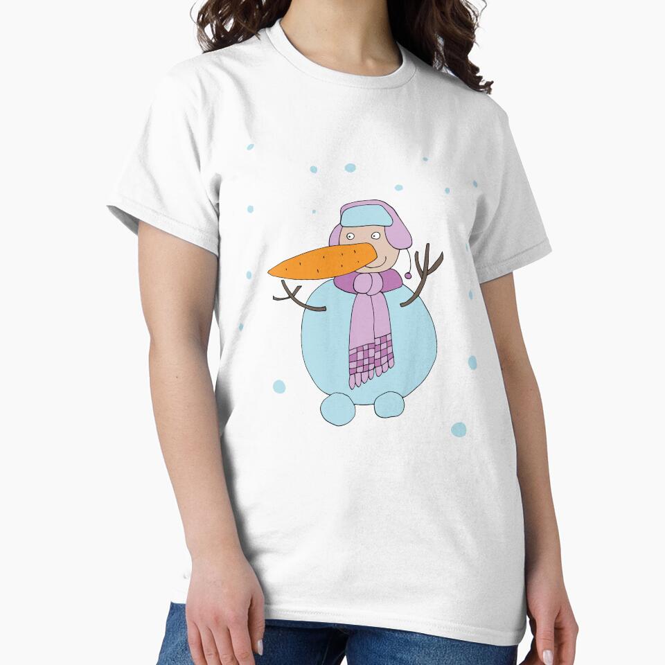 Snowman in a pink scarf hat with earflaps by Olga81creative