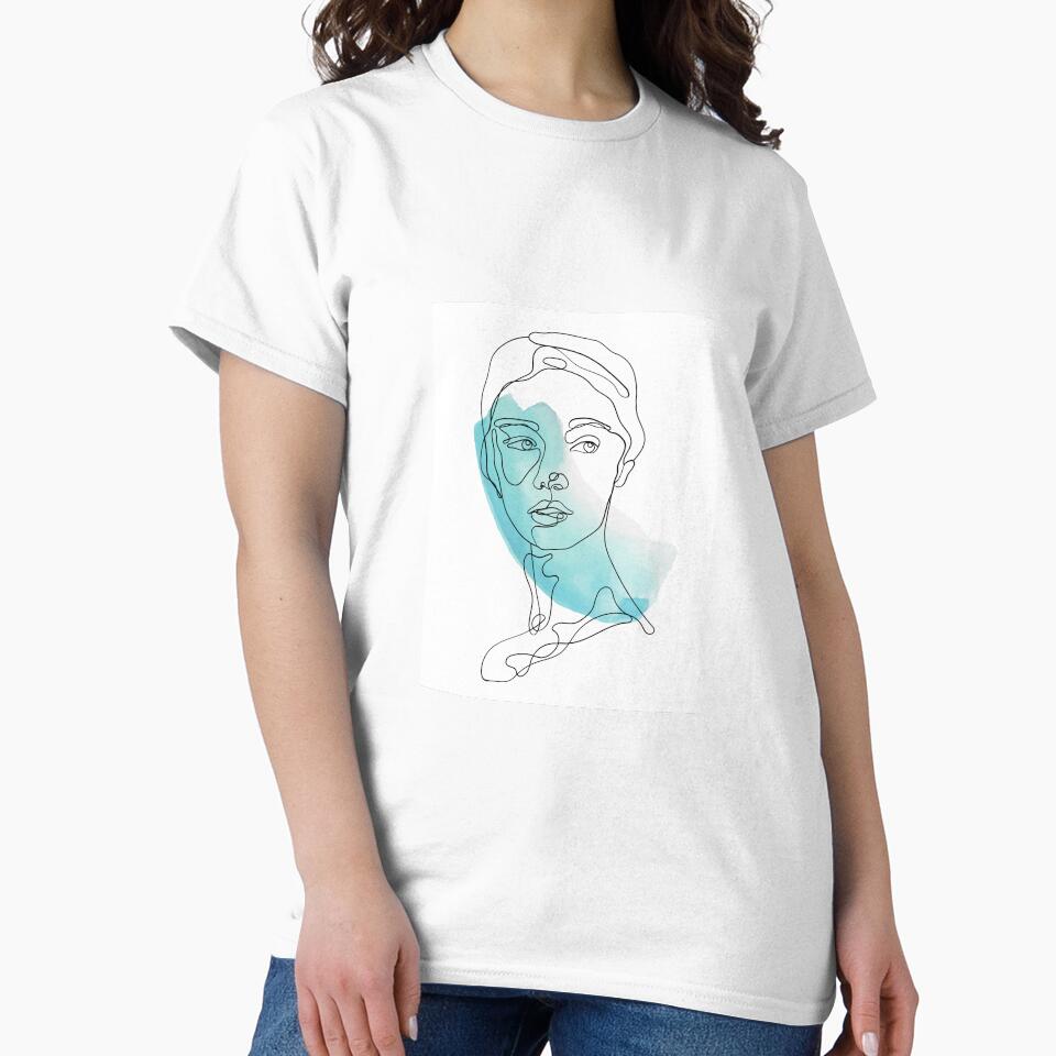Turquoise Woman Line Art, Watercolor Line Art, Minimalistic Line Art by TodaysDesigns