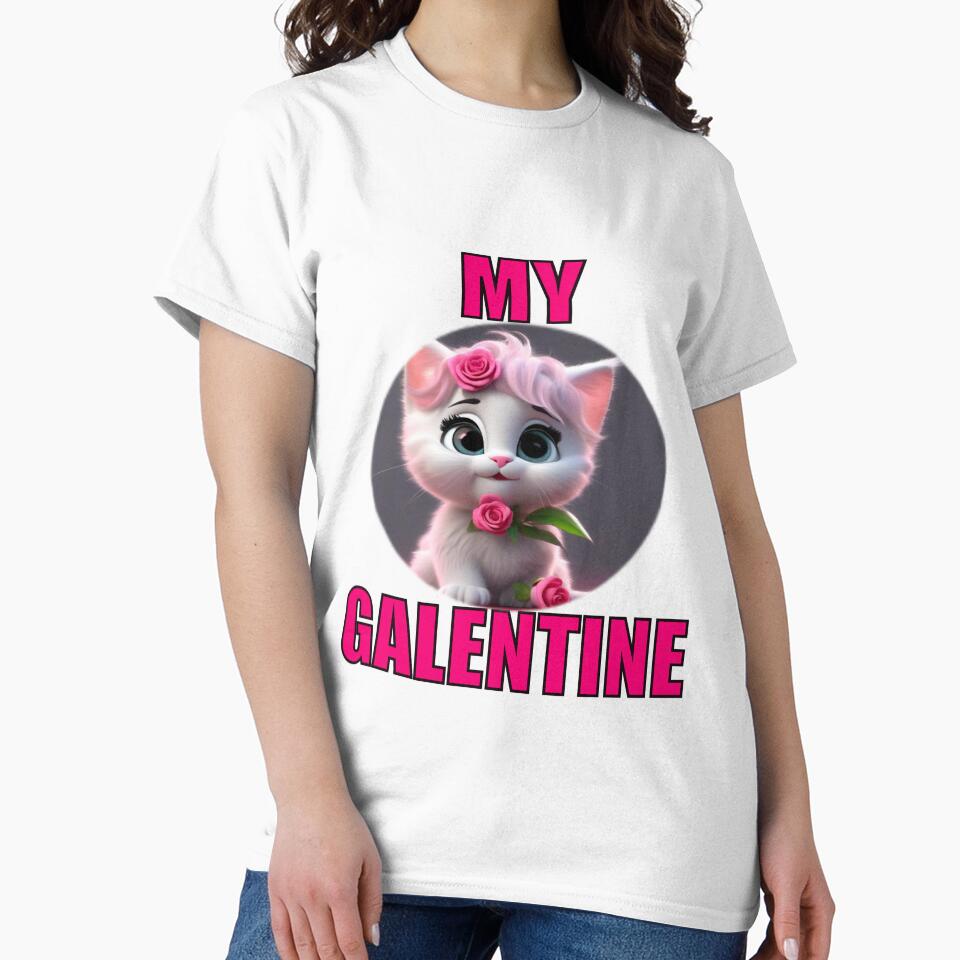 White Super Cute kitten on Galentines day and Galentines party, gift idea for Galentines day by sailorsam1805