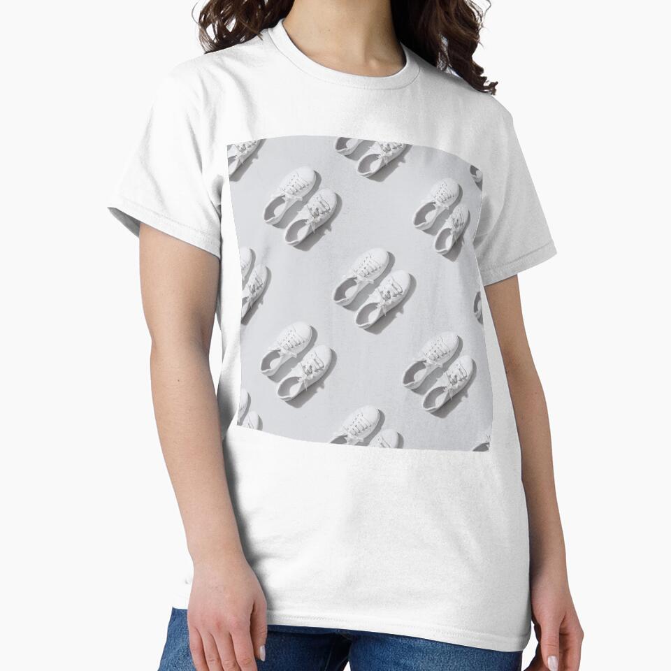 Seamless Pattern White Female New Gumshoes Grey Background Casual Outfit by Peekonet