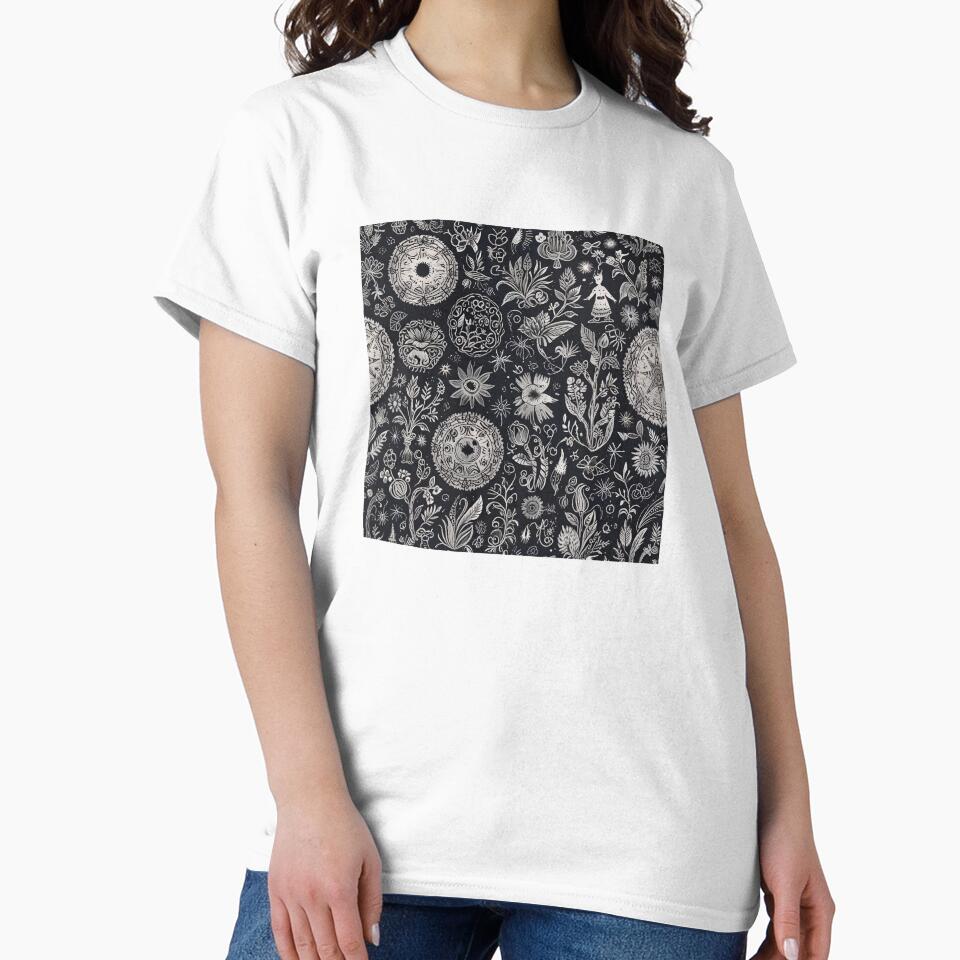 Hand-Drawn Floral and Starry Pattern With Decorative Elements by CoolPixels