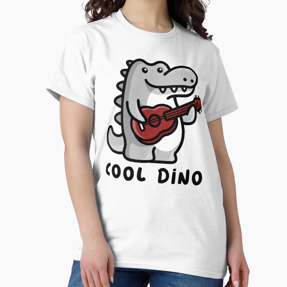 Cool Gray Dino Playing Guitar by PaperDreamPod