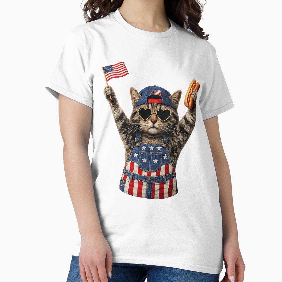 Patriotic Cat, Cat Lover Gift, 4th Of July, America Tee, Independence Day by kennedy-brook
