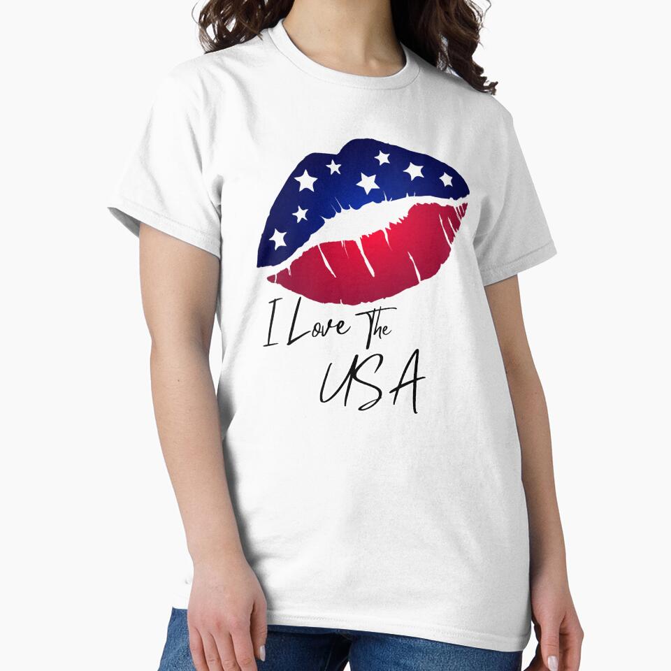 Patriotic Lips colored in Stars and Stripes I Love the USA by AmericaFreedom