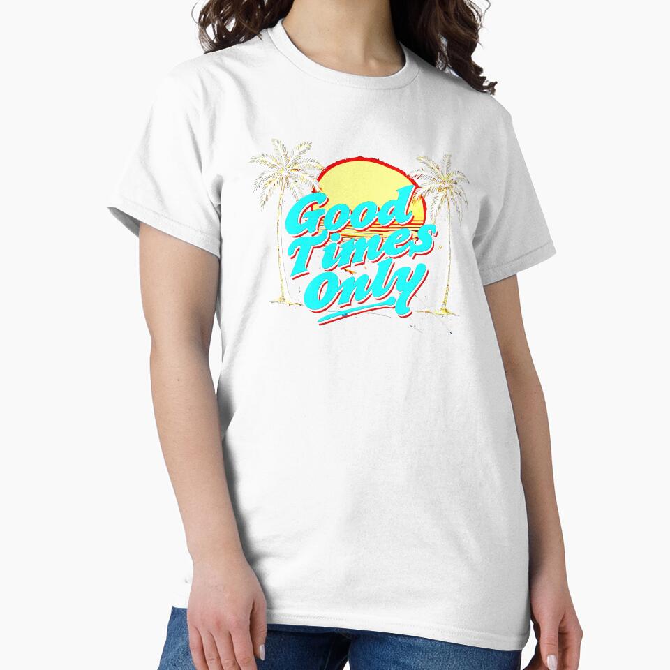 Retro Beach T-Shirt – Summer Sunset Palm Trees Graphic Tee by VikArtStudio