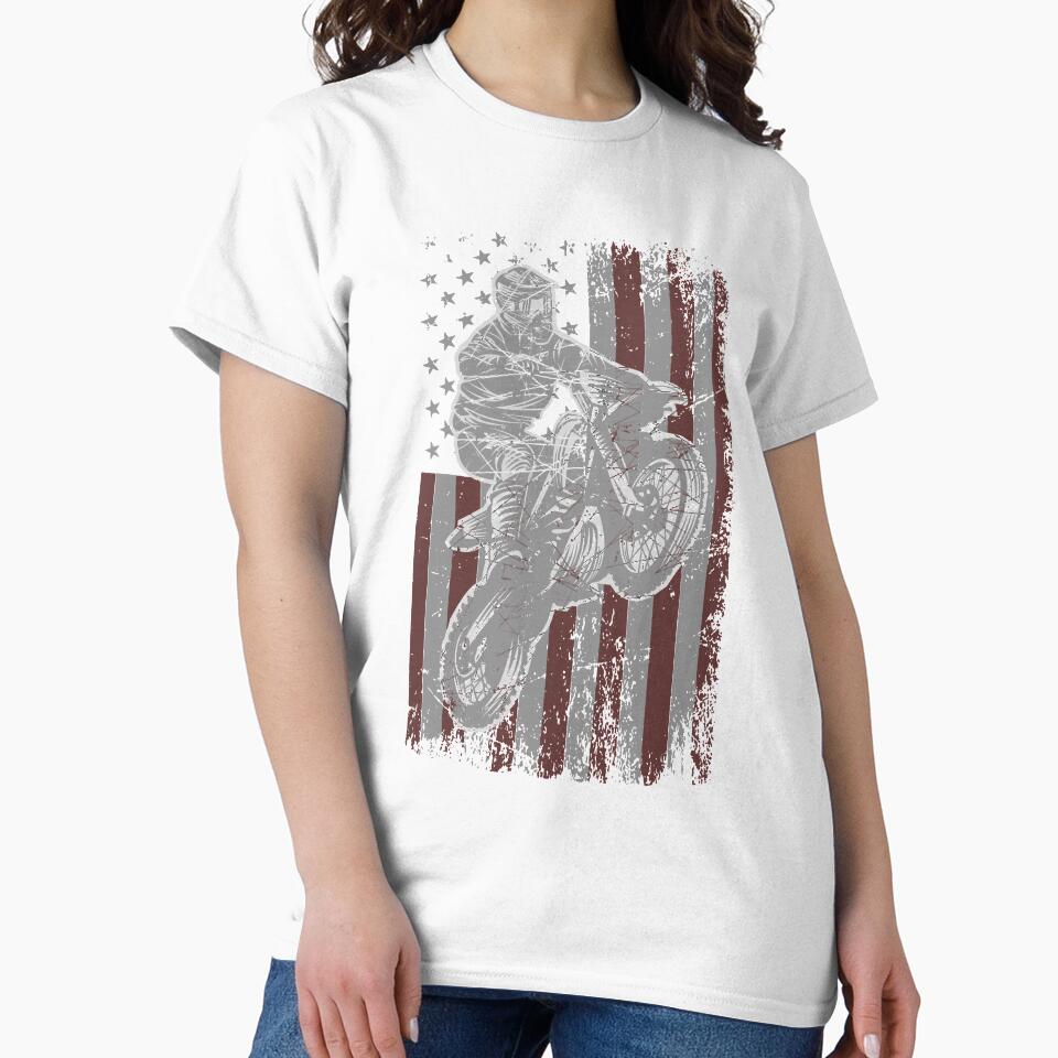 Vintage Retro Dirt Bike American Flag by Ryan89-Design
