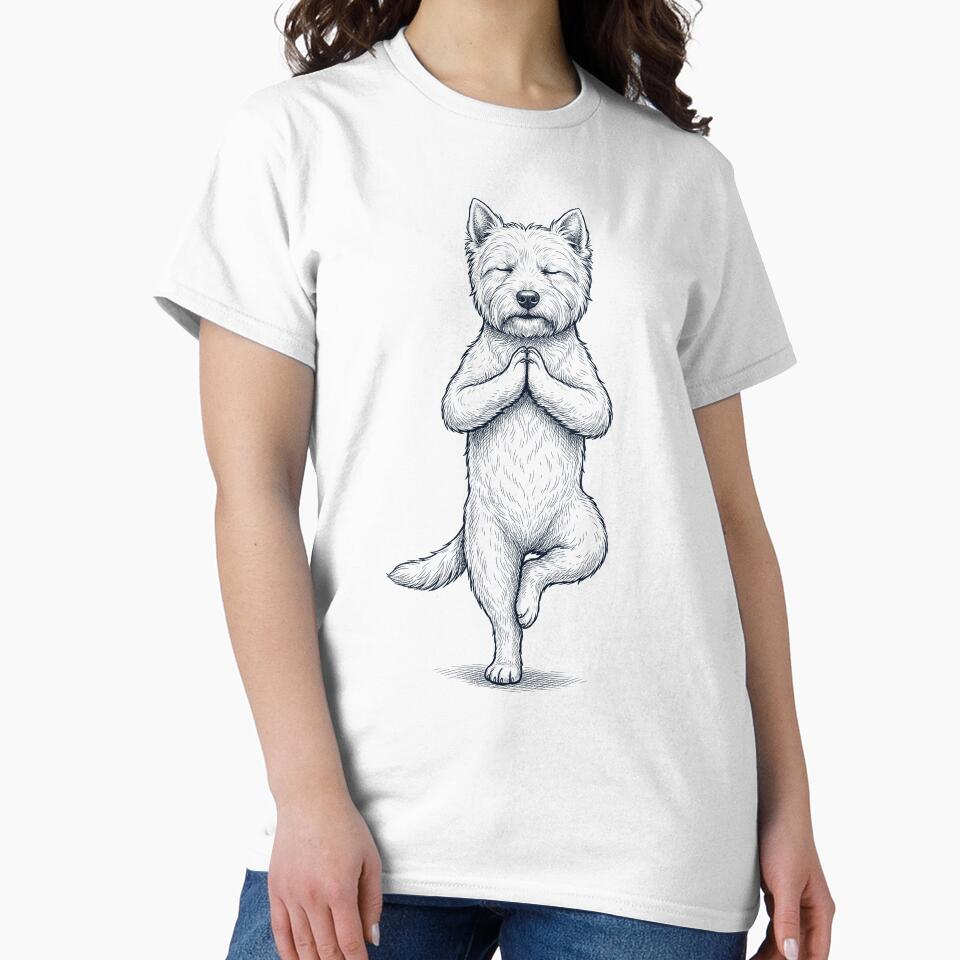 Vintage West Highland White Terrier Yoga Tree Pose Dog Mom Lover by TerryConnells