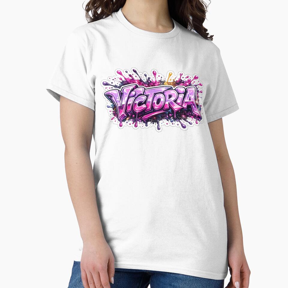 Victoria – Pink Graffiti Name by AlexLineArt