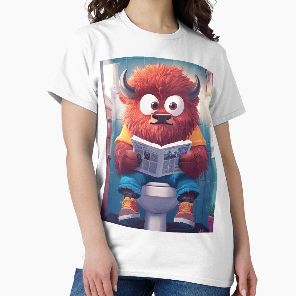 Casual Outfit Reading Newspaper Toilet Seat by mildaclairmo