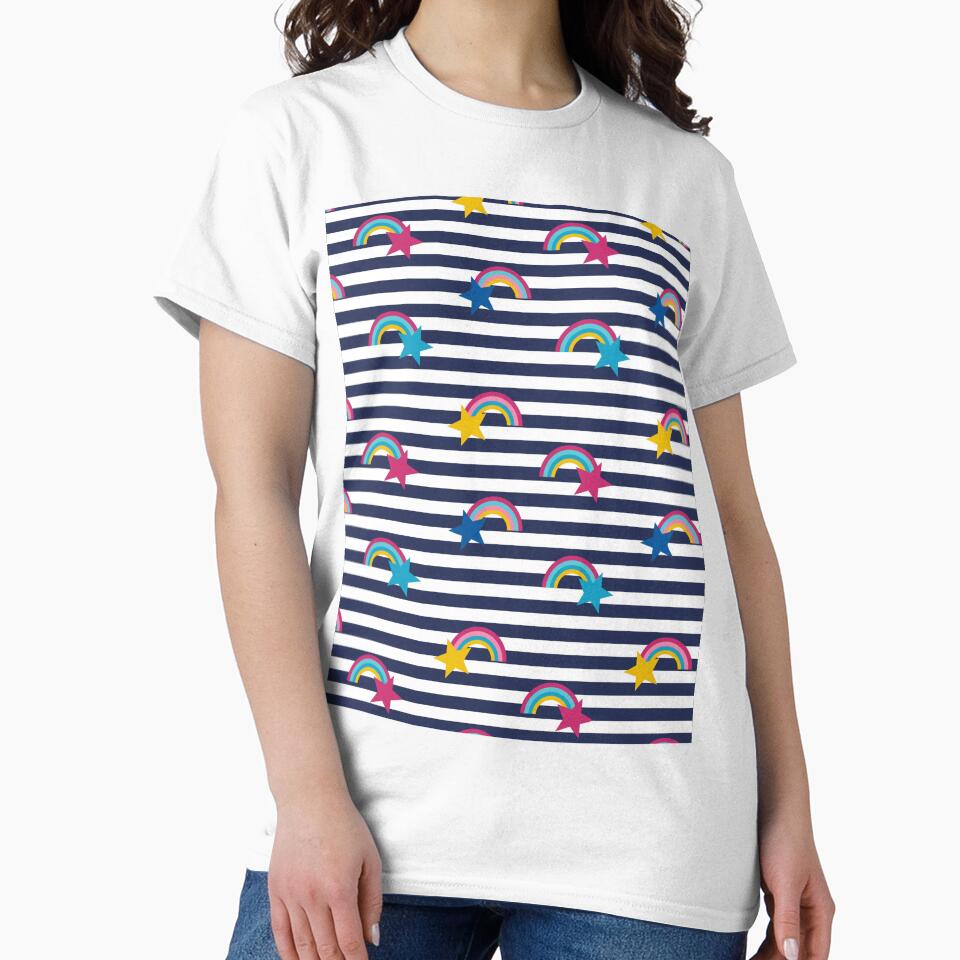 Blue Stripes with rainbow and stars by EK EXCLUSIVE