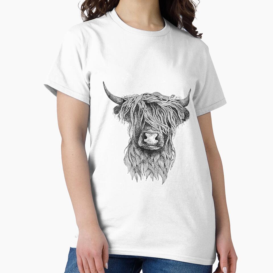 Highland Cow Hand Drawn Illustration by SkyCloudBlue