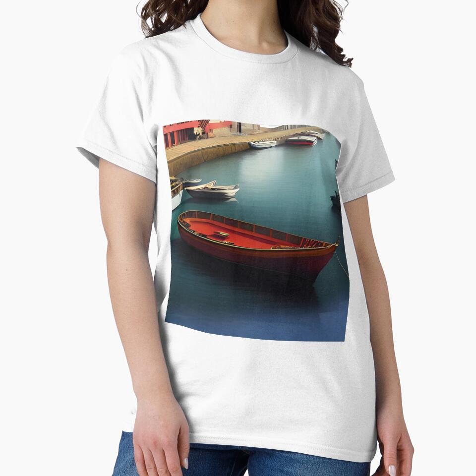 Calm Confidence: Red Gondola on Green Canal by masabo