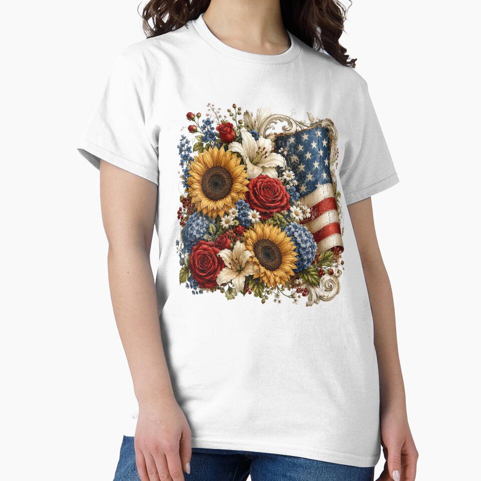 Vintage Floral American Flag by PetalGarden
