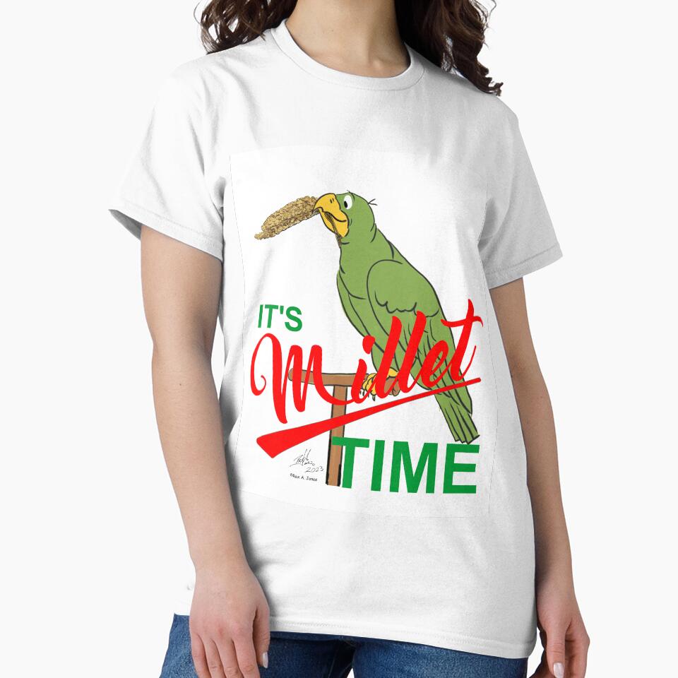 It's Millet Time-Oscar the Cartoon Parrot by Laughing Parrot Studio