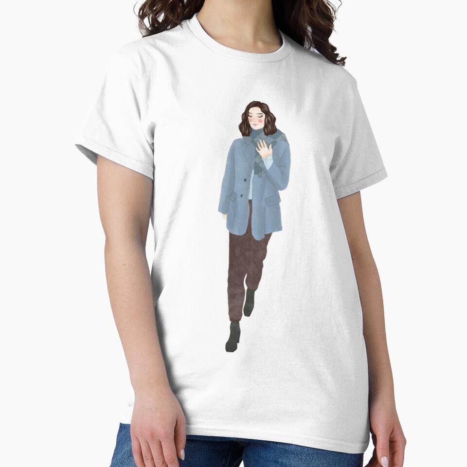 Strong Girl Confident Winter Blue Coat Illustration by theleftyworks