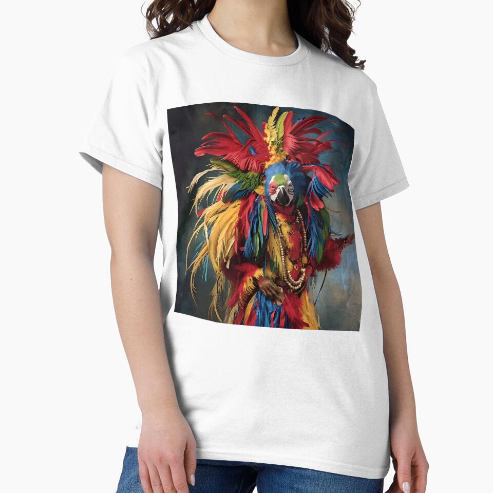 “Plucked elegance: Parrot with human appearance” by Art-Vortex-fr