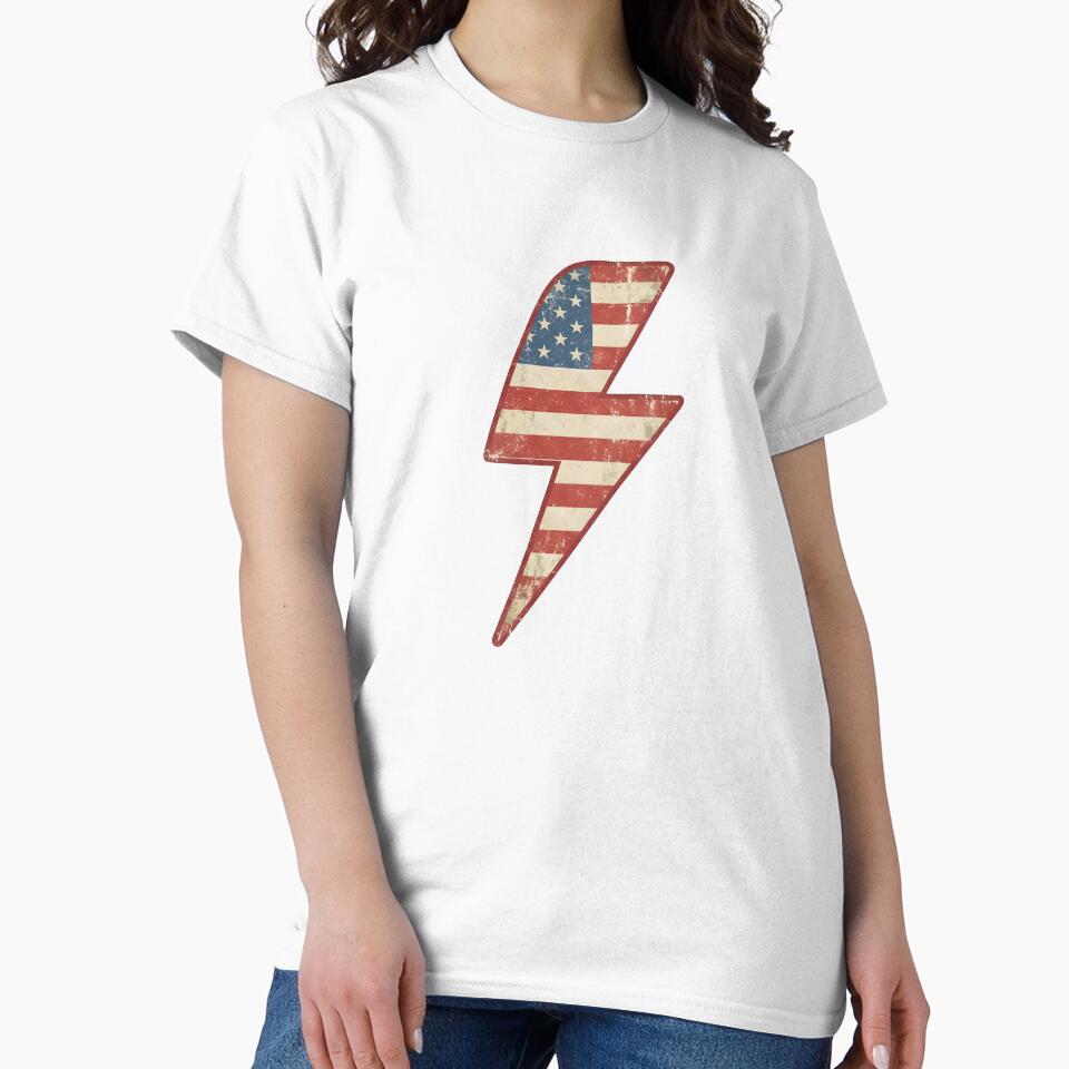 Retro American Flag Lightning Bolt by Byte-shirt