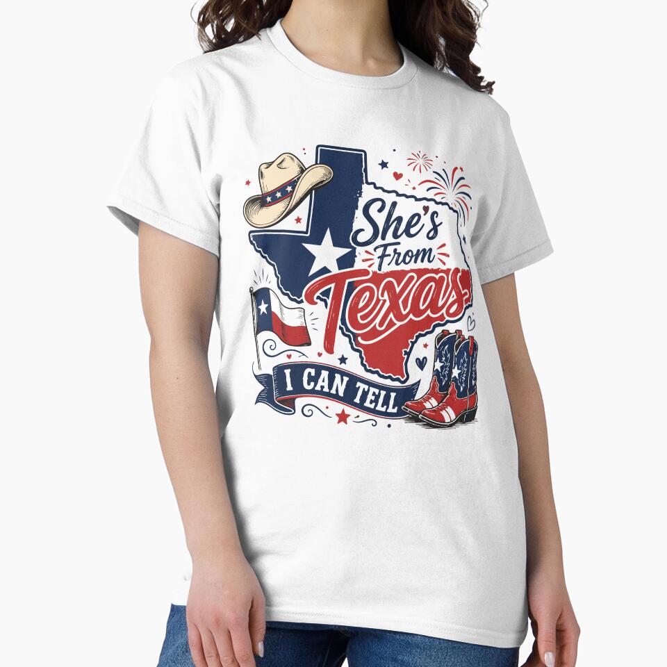 She's From Texas I Can Tell – Texas Cowgirl T-Shirt Design by ucpstudio