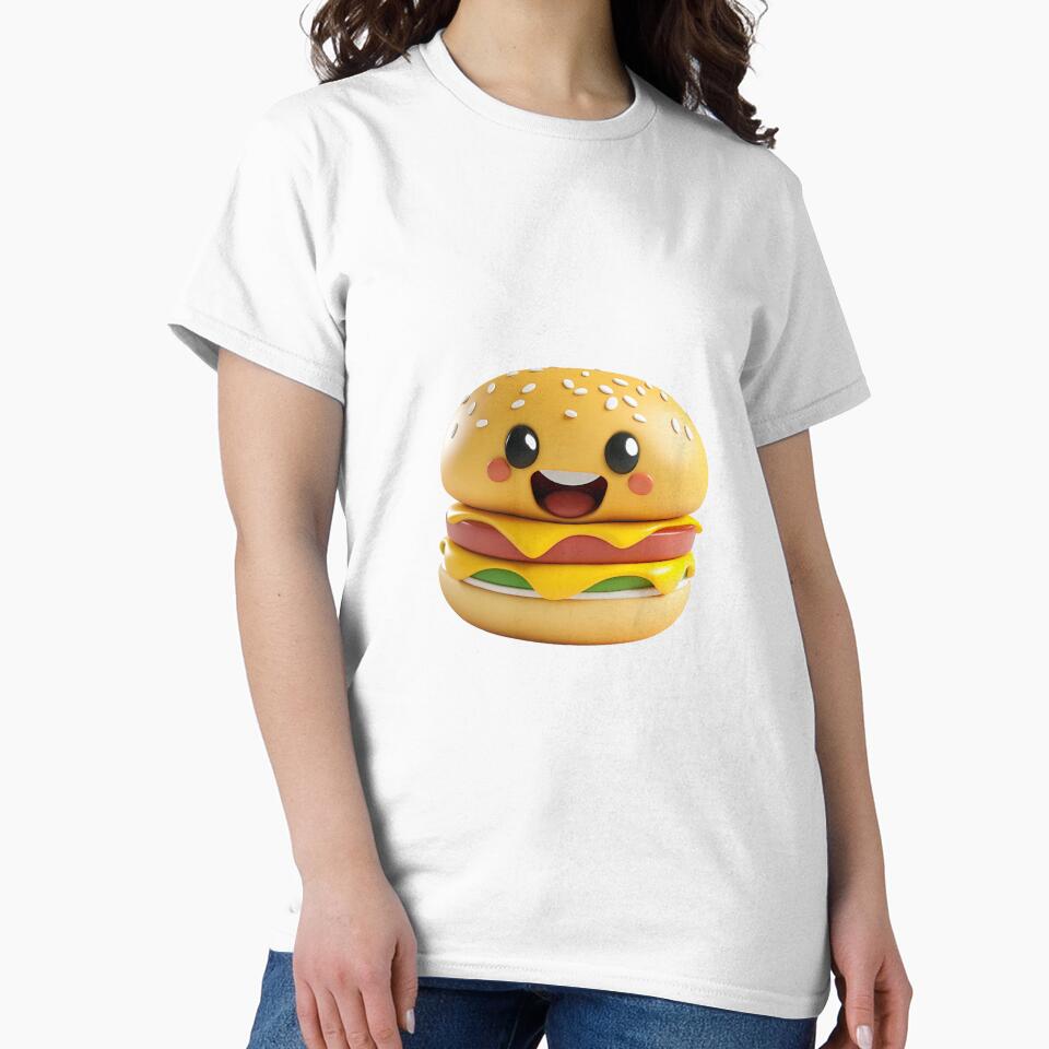 Cartoon Style Cheeseburger Hamburger Sandwich Logo Stickers, Logo, Illustration, Wall arts, Art Prints and More by Kevin Lou