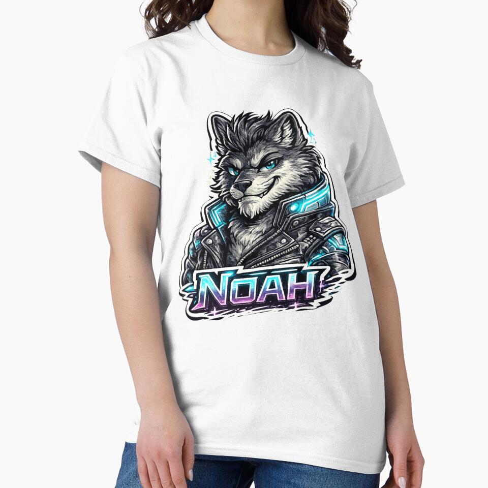 Noah – Cyber Wolf Name Mascot Sticker by AlexLineArt
