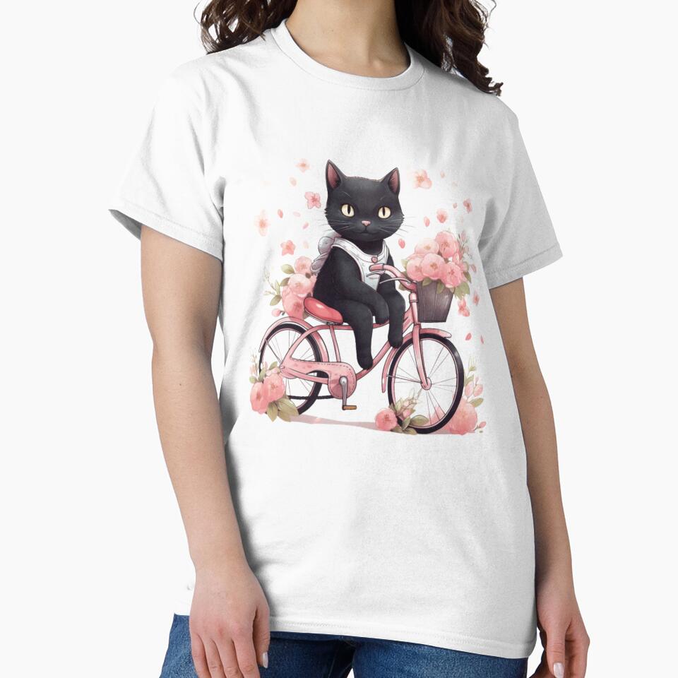 Cat With Bicycle, Casual Tee, Unisex Clothing by Terry-Salsa