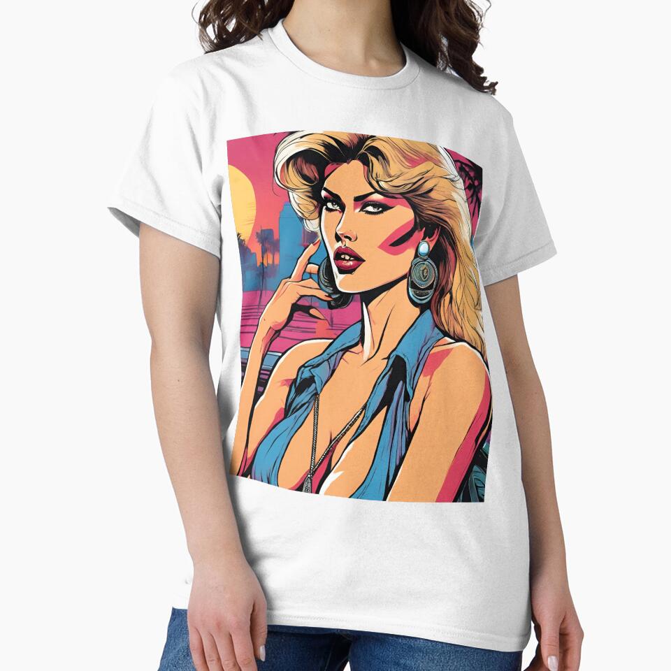 Vintage 80s Logo: Blonde girl on the cover with a unique and nostalgic style. by roma252