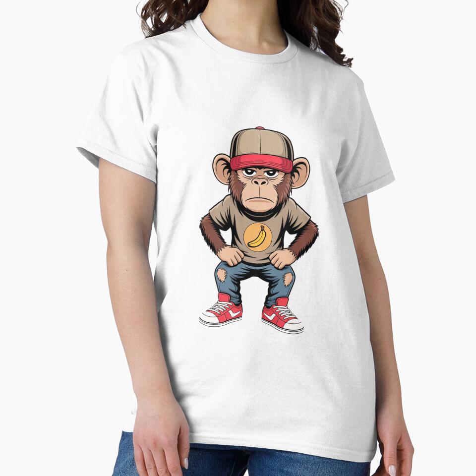 Mens Summer Monkey Print Tops Cartoon Print by HuValverdeArt