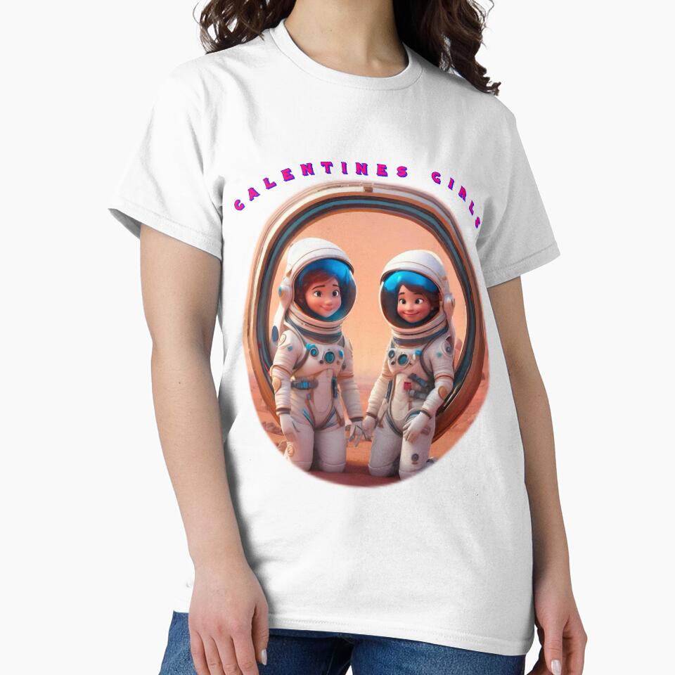 Cartoony 2 Spacewomen galentines girls thinking of galentines day gifts and exchanging galentines days wishes by sailorsam1805