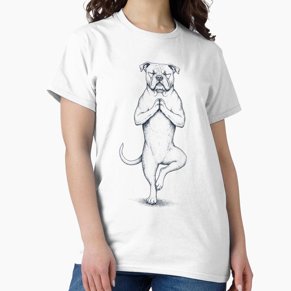 Vintage American Bulldog Yoga Tree Pose Dog Mom Lover by TerryConnells