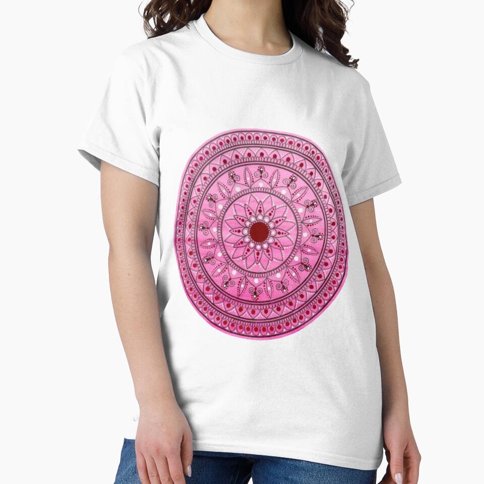 Hand Drawn Pink And Red Pretty Mandala by Zedart