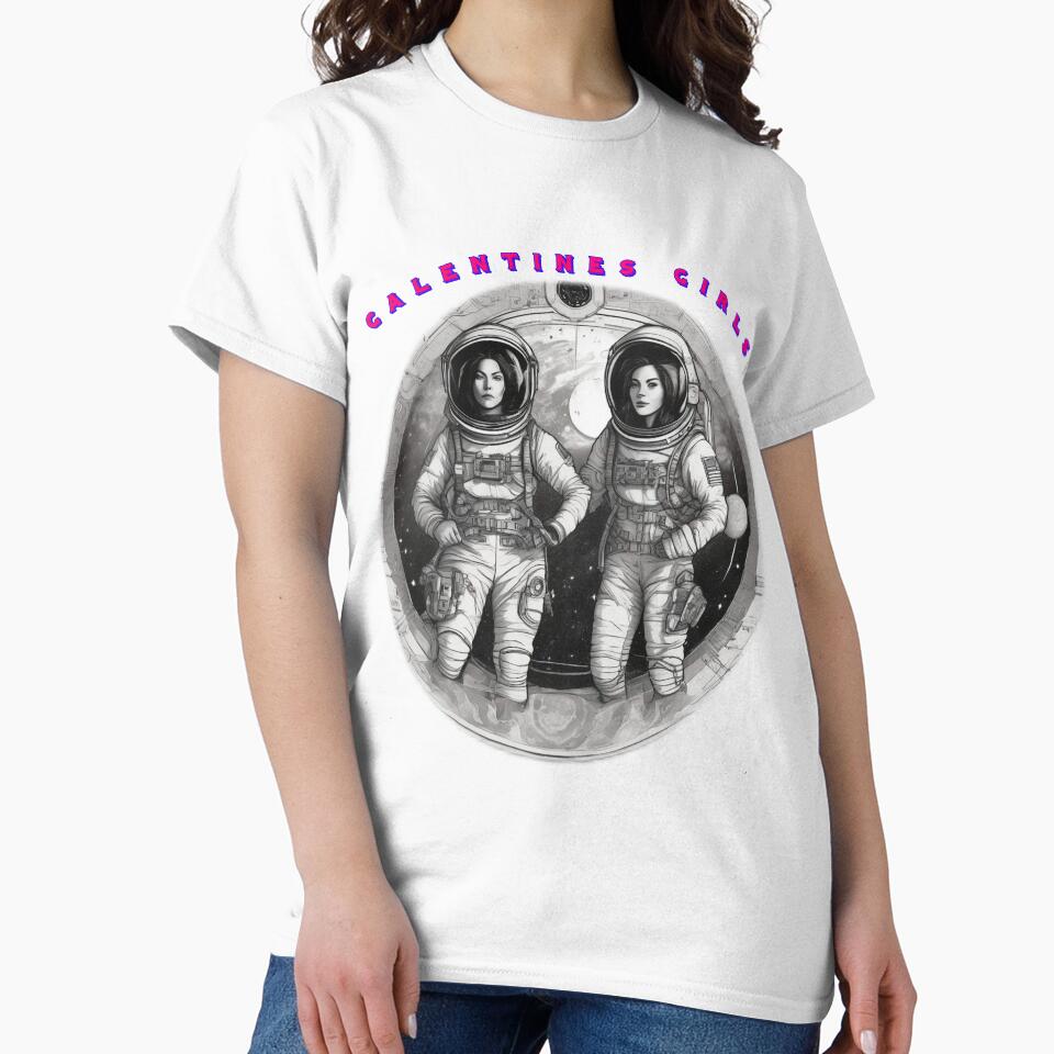 2 black and white Spacewomen galentines girls thinking of galentines day gifts by sailorsam1805