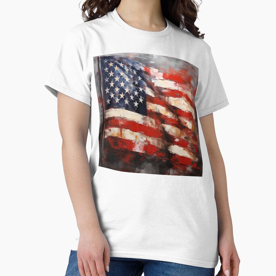 american flag oil painting print by dcrc