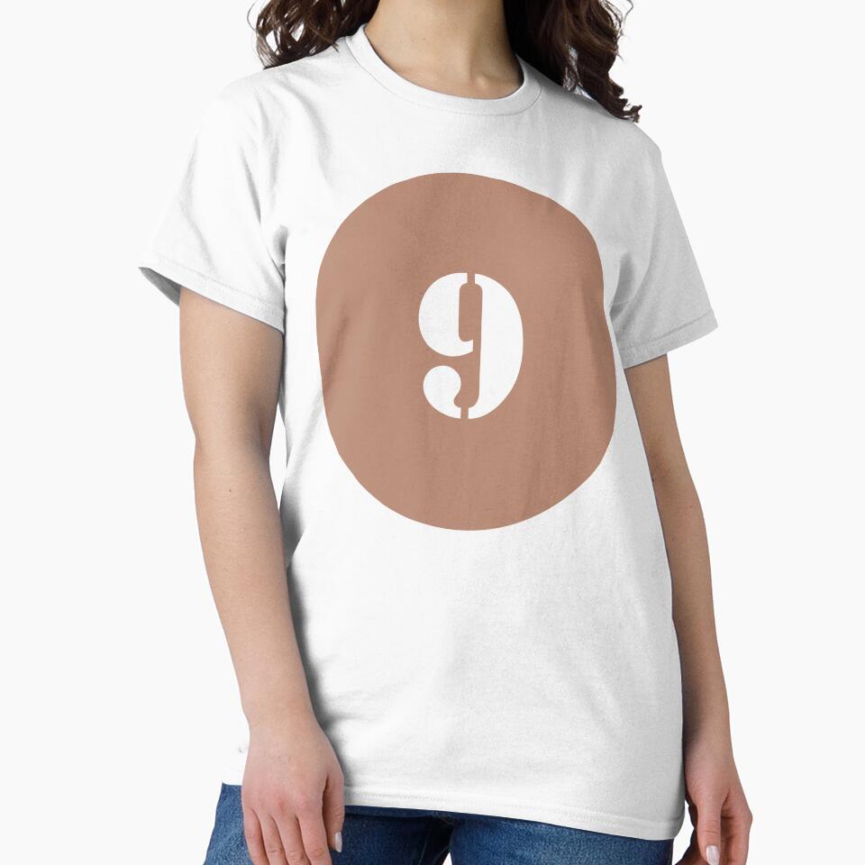 Number Nine (9) Earth Tone Brown Circle by Ching Teoh