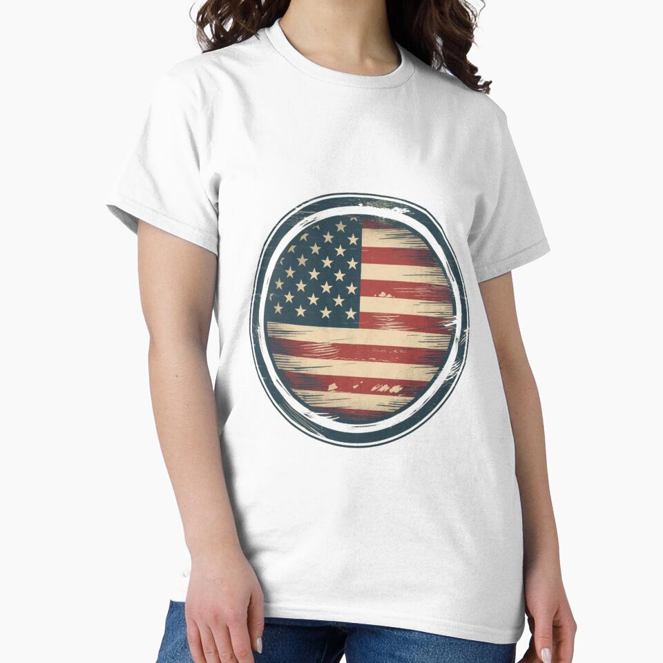 American Flag Circle - Patriotic Symbol Art Print by QualityQuest