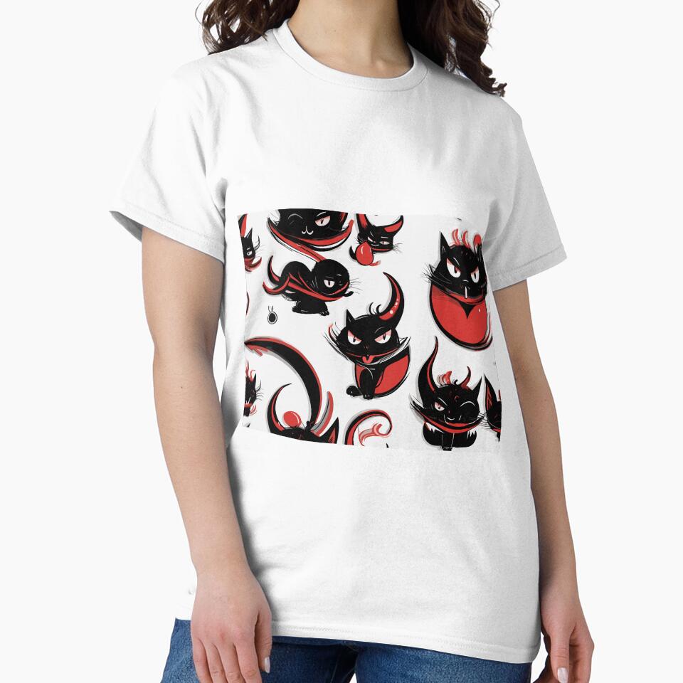 Black and red cats for Print on demand POD MUG t shirt by ARTARG