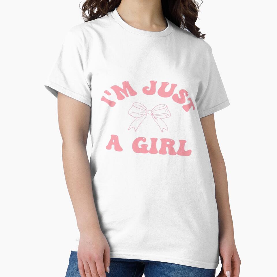 I'M  Just a Girl  Cute Feminine desigm with Pink Bow by TulipsArtDesigns