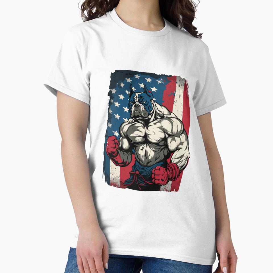 Patriotic Boxing Dog - American Flag Inspired Art Print by QualityQuest