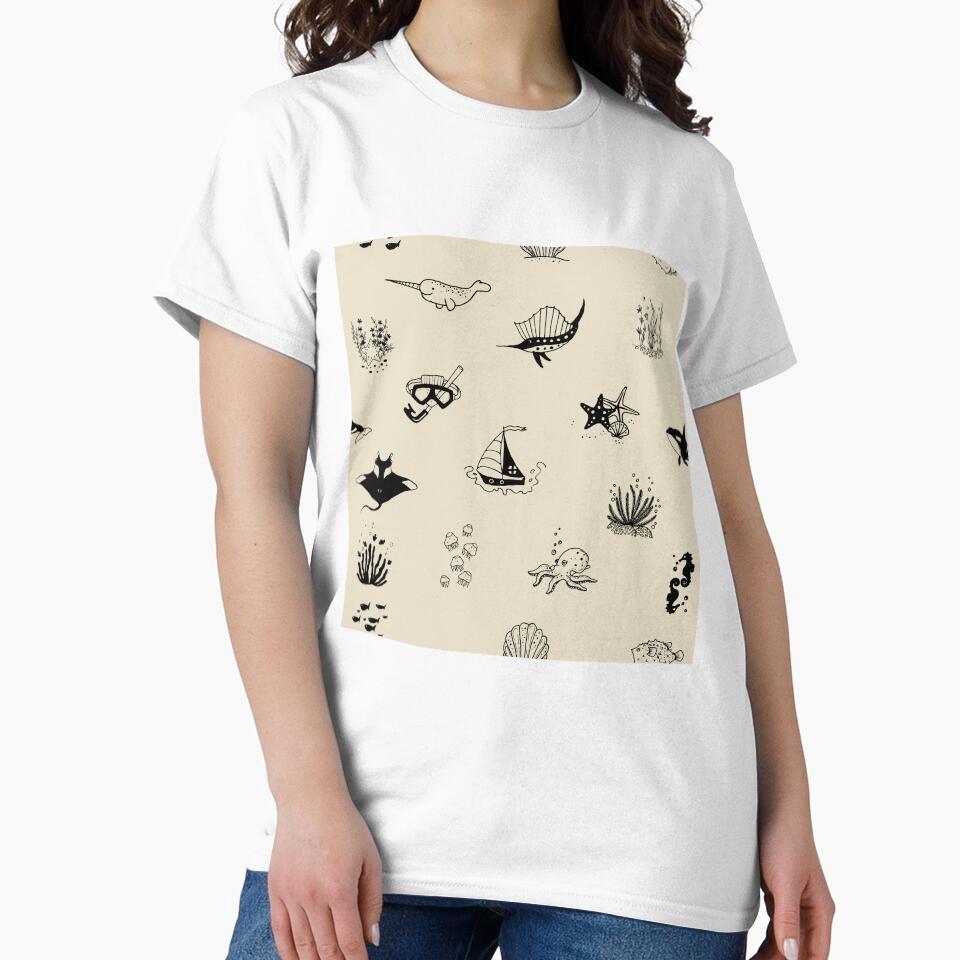 Hand Drawn Sea Life Pattern, Marine Life by Throwtopia