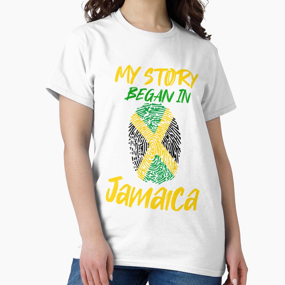 My Story Began In Jamaica Fingerprint Jamaican Apparel by DoctorBirdsInk