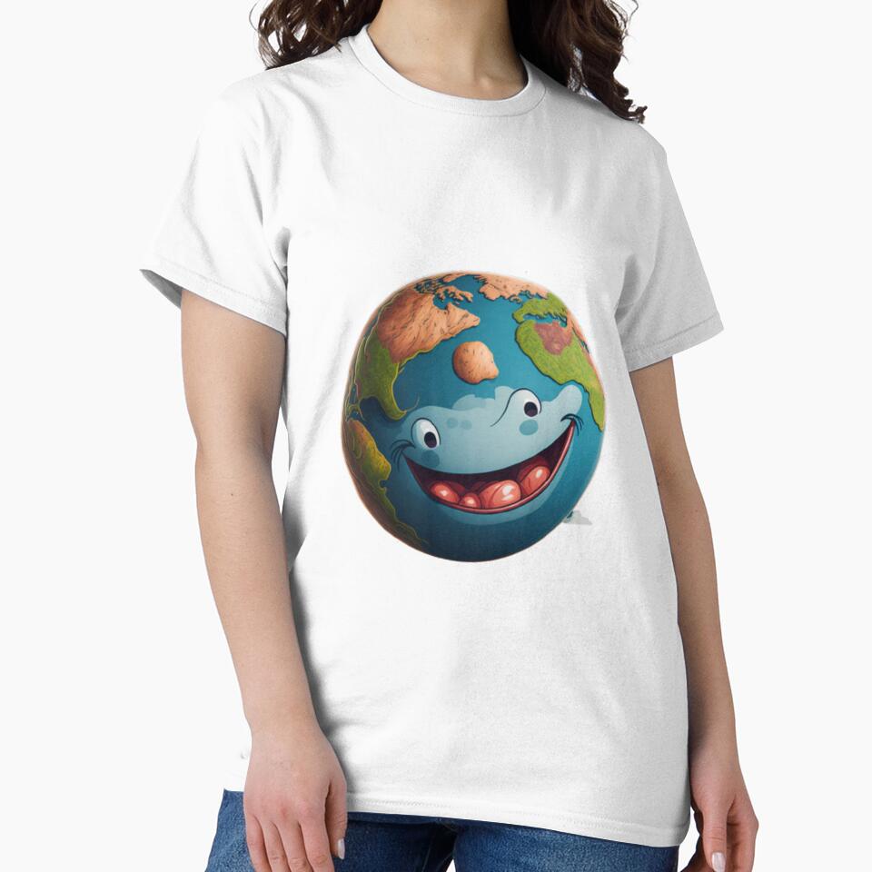 Happy Earth - Cute and Positive Illustrationn by aiprintiq