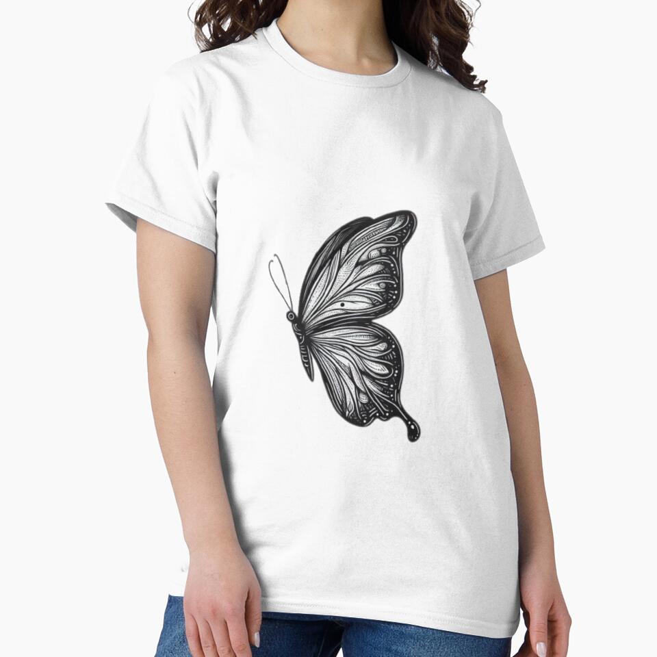 black aesthetic line art butterfly by BeNazzArt